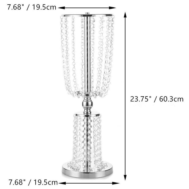 NUPTIO 2 Pcs 23.75 inches Tall Crystal Metal Vase Flower Stand Holders Wedding Centerpiece Chandelier for Reception Tables Wedding Supplies - Image 4